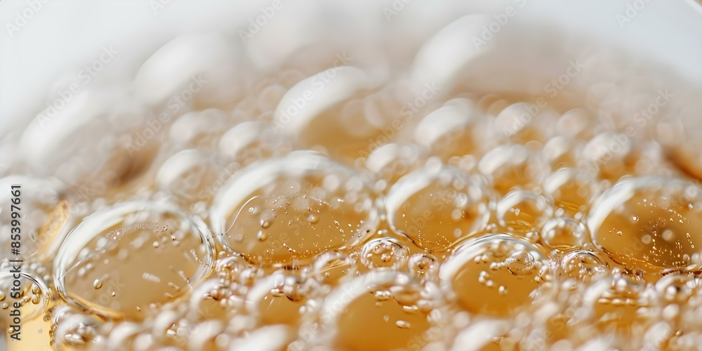 Macro shot of frothy beer bubbles in glass. Concept Macro Photography, Beer Bubbles, Glassware, Close-up Shot Macro shot of frothy beer bubbles in glass. Concept Macro Photography, Beer Bubbles, Glassware, Close-up Shot