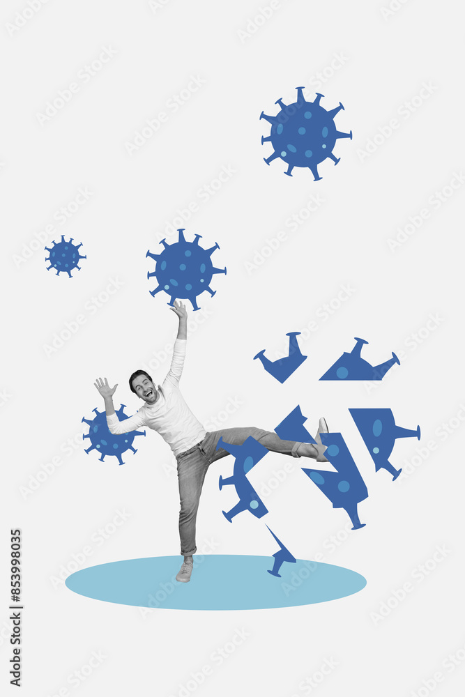 Trend artwork composite sketch image 3D photo collage of young man scared medicine nurse doctor hand hold syringe virus infection Trend artwork composite sketch image 3D photo collage of young man scared medicine nurse doctor hand hold syringe virus infection