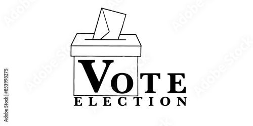voting ballot box icon with text vote election 