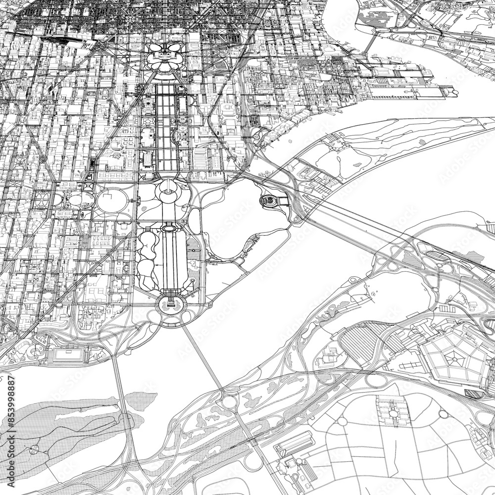 Fototapeta premium 3D illustration of city and urban in Washington DC USA
