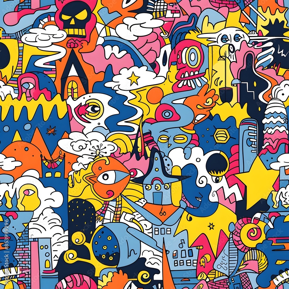 Fototapeta premium Captivating Fairytale Realm A Whimsical Pop Art of Legendary Heroes and Fantasy Protagonists