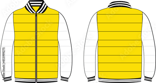 Puffer Style Yellow College jacket Mockup
