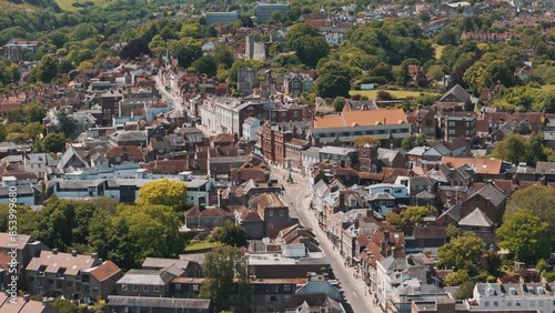 Aerial view of the town of Lewes, UK