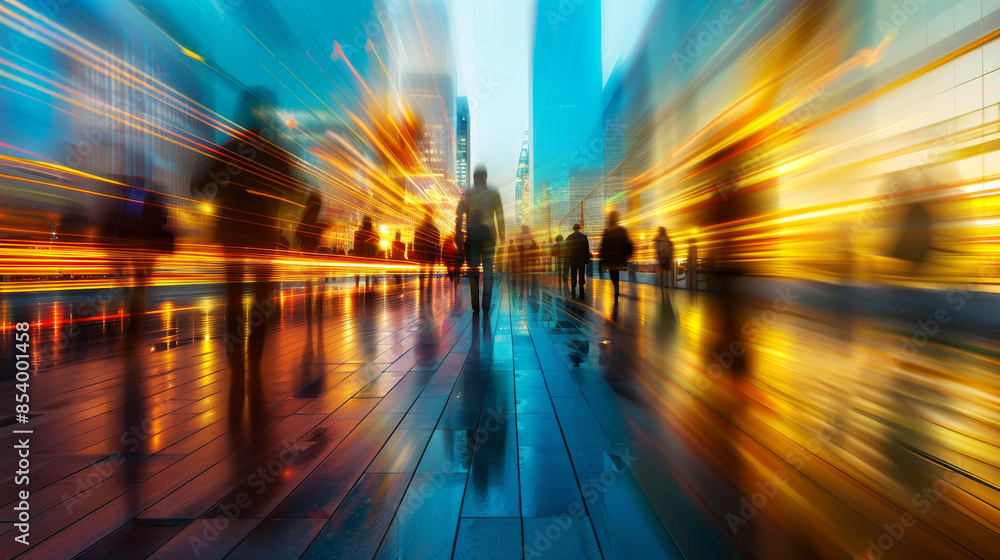 Abstract Motion Blur of People in Urban Cityscape Abstract Motion Blur of People in Urban Cityscape
