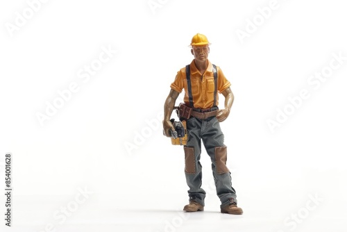 Miniature construction worker figurine isolated on white background. © Vibu design  gallery