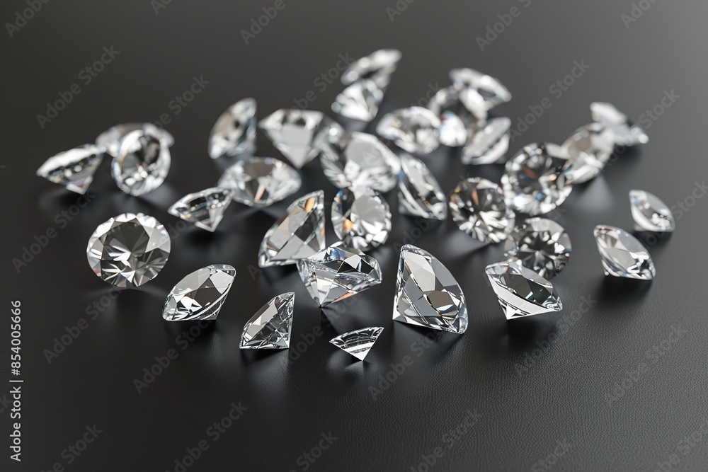 Diamonds. Close up of sparkling luxury diamonds of different cuts and sizes on a dark black background with shadows. Dazzling shiny transparent pure diamonds soft focus with bokeh. Jewel, jewellery Diamonds. Close up of sparkling luxury diamonds of different cuts and sizes on a dark black background with shadows. Dazzling shiny transparent pure diamonds soft focus with bokeh. Jewel, jewellery