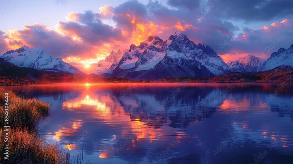 Golden Hour at the Mountain Range: Sunset Serenity Golden Hour at the Mountain Range: Sunset Serenity