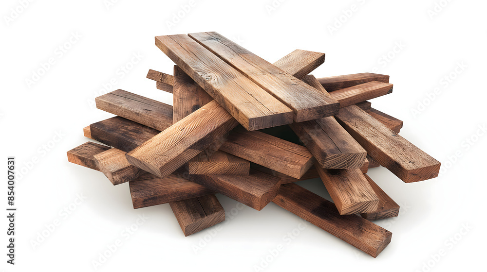 Stack of Rustic Wooden Beams Isolated on White Background Stack of Rustic Wooden Beams Isolated on White Background