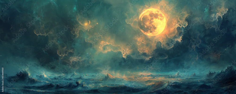 Obraz premium A mysterious moon with an incredible landscape.
