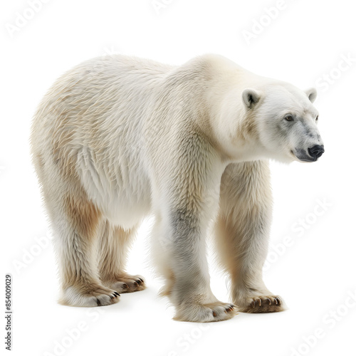 Majestic Adult Polar Bear Standing Isolated on White Background © slonme