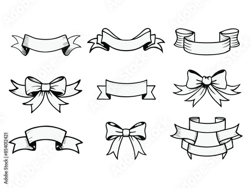 Eps Vintage Banner Ribbon Clipart Vector. Ribbons banner. Ribbon elements. Starburst label. Vintage. Modern simple ribbons collection. Vector illustration.