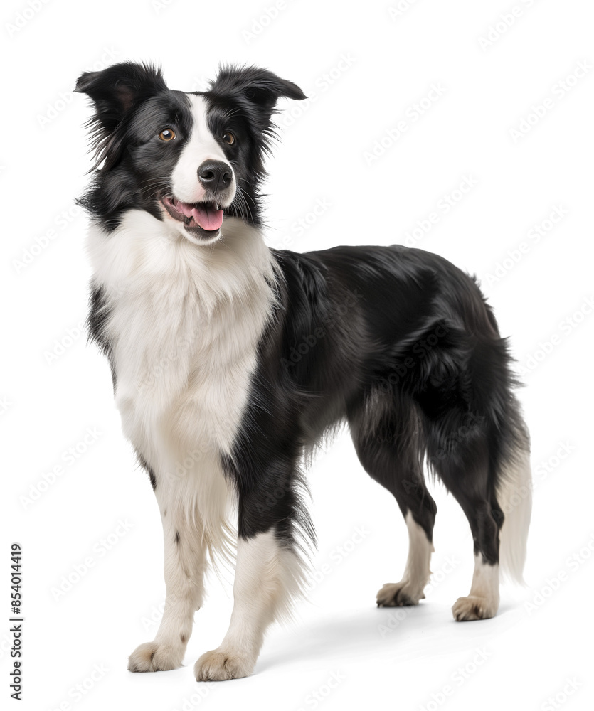 Fototapeta premium Border Collie full body view on isolated transparent background