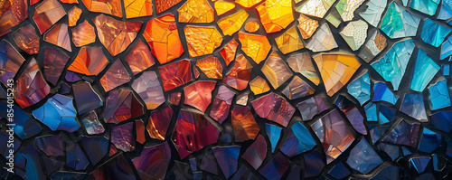 A mosaic pattern made up of tiny pieces of colored glass, reflecting the light in a dazzling display.