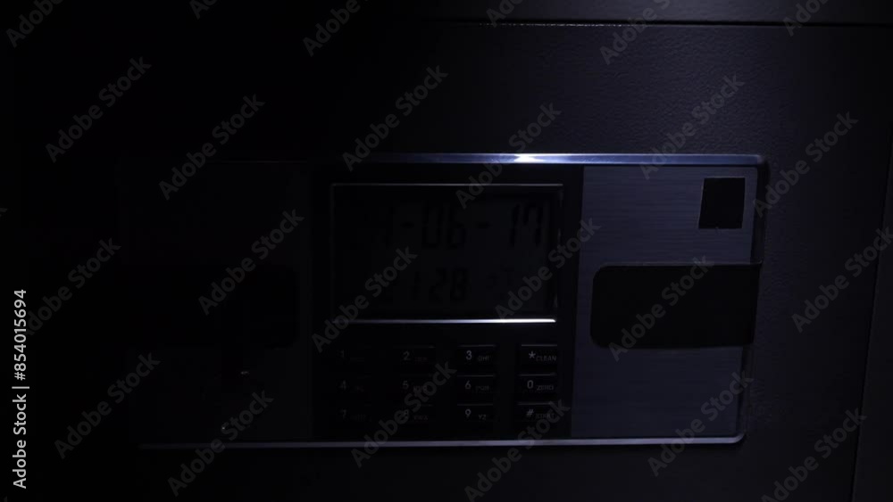 Lock Code On A Closed Safe. Secure Password Pad Numbers On Protection Safety Box Video Lock Code On A Closed Safe. Secure Password Pad Numbers On Protection Safety Box Video