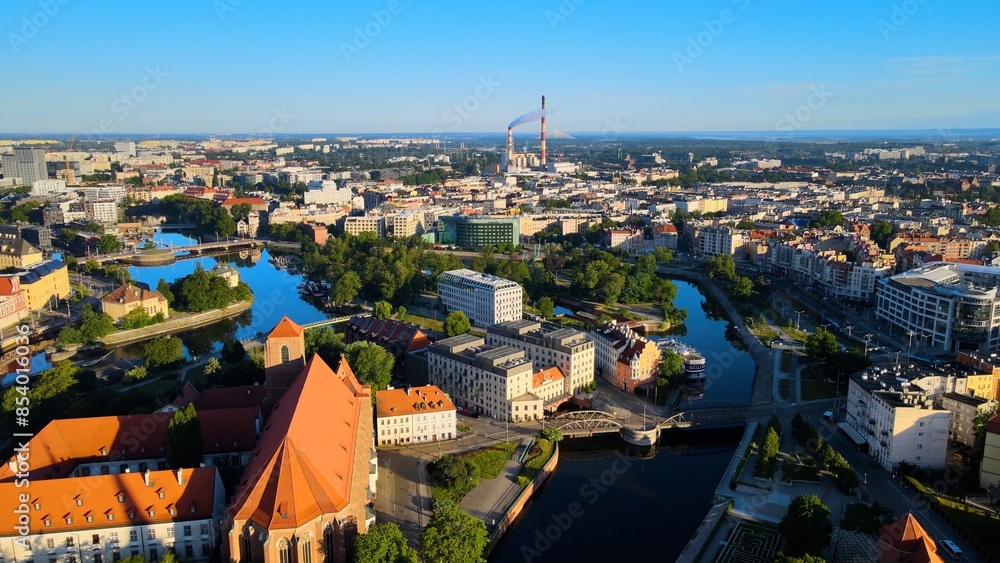 Fototapeta premium city Europe beautiful top view aerial photography of Wroclaw Poland
