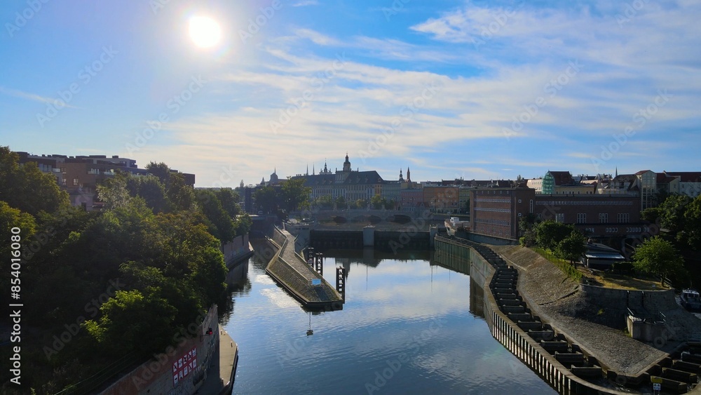 Naklejka premium city Europe beautiful top view aerial photography of Wroclaw Poland