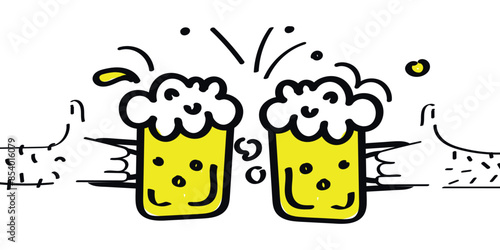 International Beer Day illustration vector design with hands holding mug of beer isolated on white background, can be use for party, celebration and festival