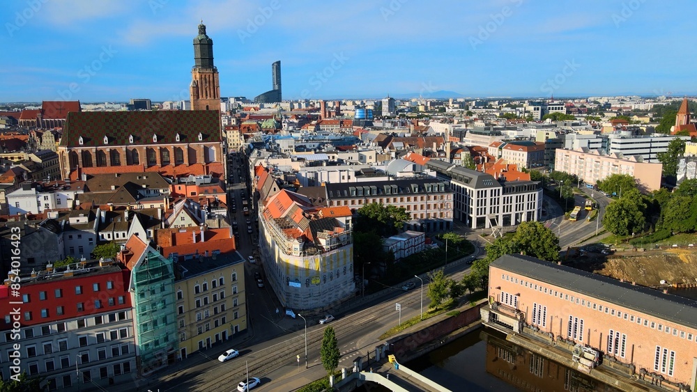Fototapeta premium city Europe beautiful top view aerial photography of Wroclaw Poland