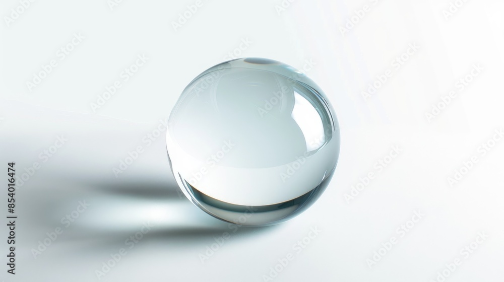 Glass sphere on white background with text space Glass sphere on white background with text space