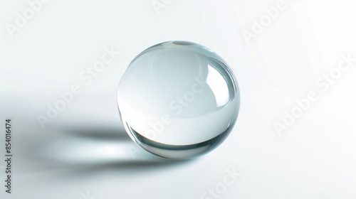 Glass sphere on white background with text space