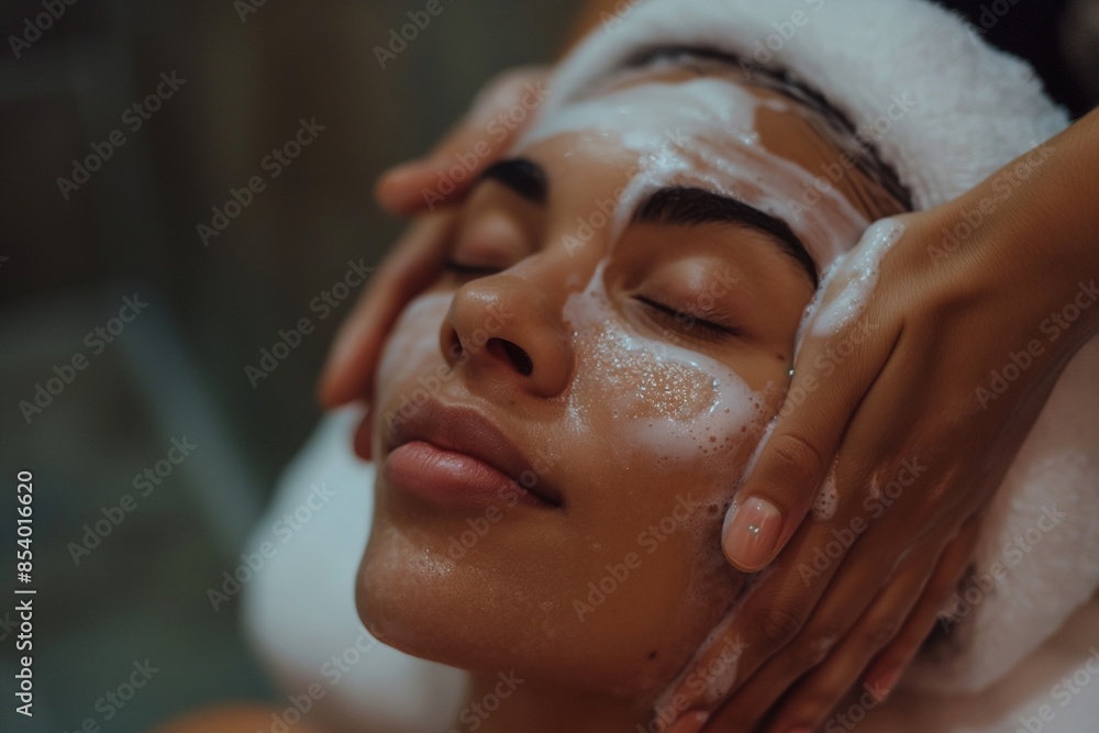 a woman doing a spa closeup, Indulge in Tranquil Bliss, A Closeup Look at a Woman Enjoying Spa Treatment, Rejuvenate Your Skin and Soul, A Serene Spa Experience for Women in Closeup a woman doing a spa closeup, Indulge in Tranquil Bliss, A Closeup Look at a Woman Enjoying Spa Treatment, Rejuvenate Your Skin and Soul, A Serene Spa Experience for Women in Closeup
