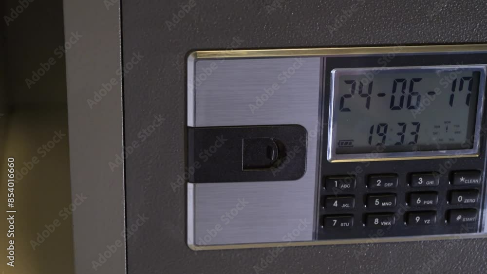 Lock Code On A Closed Safe. Secure Password Pad Numbers On Protection Safety Box Video Lock Code On A Closed Safe. Secure Password Pad Numbers On Protection Safety Box Video