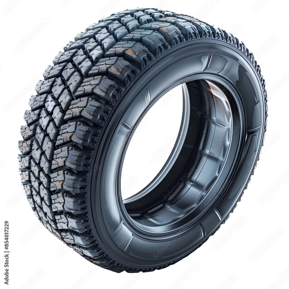 Single Car Tire with Tread Detail isolated on white or transparent background. Single Car Tire with Tread Detail isolated on white or transparent background.
