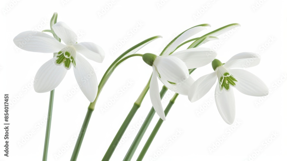 Obraz premium Snowdrops flowers isolated on a white background