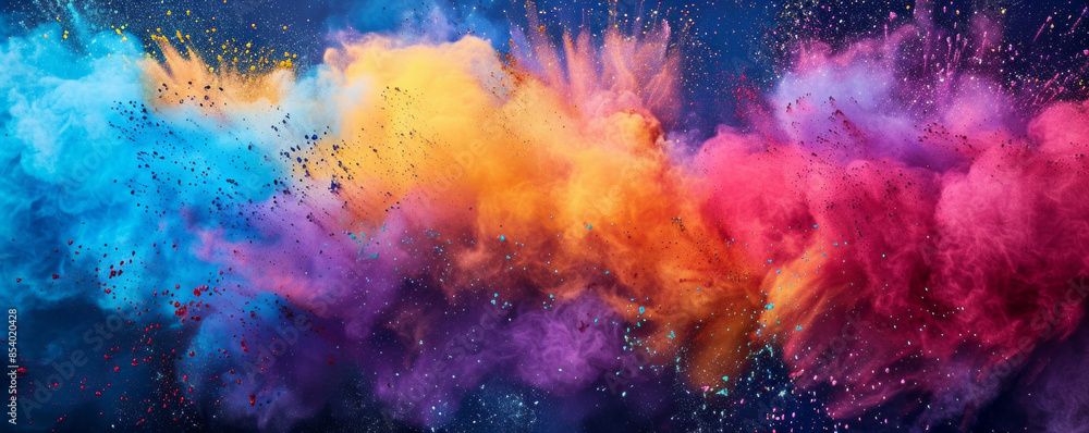 A colorful Holi festival in India, where people throw powdered colors at each other, creating a joyous and vibrant atmosphere. A colorful Holi festival in India, where people throw powdered colors at each other, creating a joyous and vibrant atmosphere.