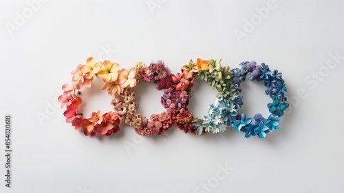 Colorful floral wreaths arranged in a gradient on a white background, showcasing vibrant autumn and springtime hues. Perfect for seasonal and craft projects.