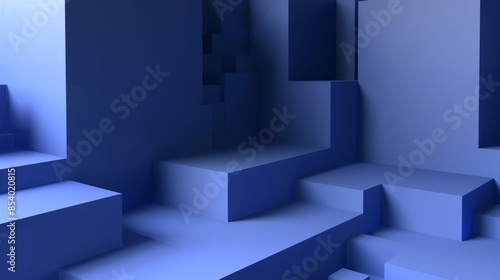 Abstract Blue Geometric Composition