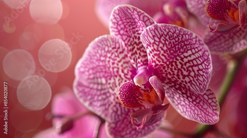 A macro of an orchid's delicate patterned petals, highlighting its natural beauty.