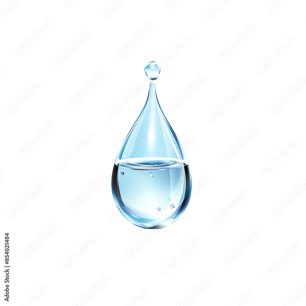 A single, crystal-clear water drop, isolated on transparent and white background. A single, crystal-clear water drop, isolated on transparent and white background.