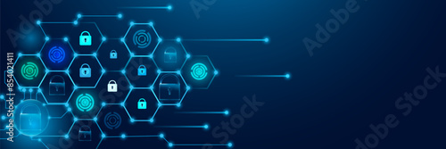 Digital modern security processing for big data, information, and networks dark blue  technology background