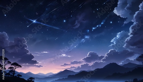 Background image, wispy nebula clouds and distant stars against a faint cosmic background, creating a serene, otherworldly atmosphere. Generative AI, Generative, AI