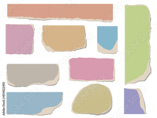 Torn cardboard pieces vector illustration set
