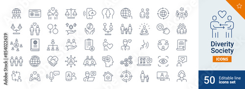 Diversity icons Pixel perfect. health, mental, activity,brain,...	
