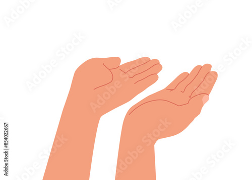 Arab Muslim man hands pray. Flat vector illustration