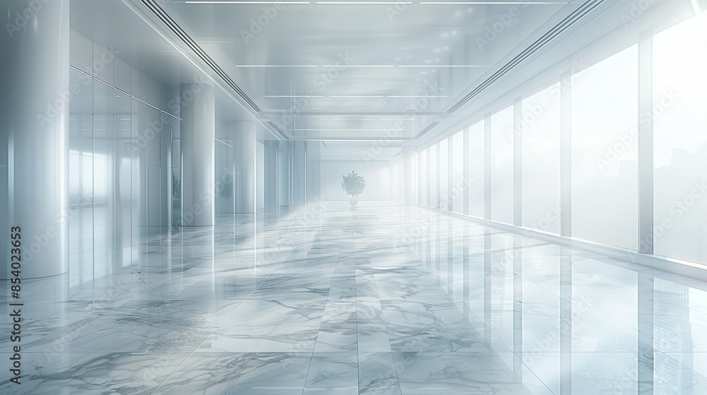 Spacious Modern Office with Large Window Showcasing Urban Cityscape, Minimalistic White Background Highlighting Contemporary Workspace Environment Spacious Modern Office with Large Window Showcasing Urban Cityscape, Minimalistic White Background Highlighting Contemporary Workspace Environment