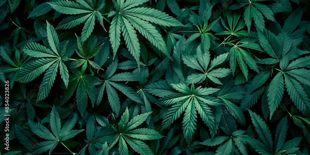 Green Cannabis Leaves Pattern on Black Background: Flat Lay, Top View, High Resolution, Insanely Detailed and Intricate, Sharp Focus, HDR, Professional Color Grading, Award-Winning Composition Green Cannabis Leaves Pattern on Black Background: Flat Lay, Top View, High Resolution, Insanely Detailed and Intricate, Sharp Focus, HDR, Professional Color Grading, Award-Winning Composition