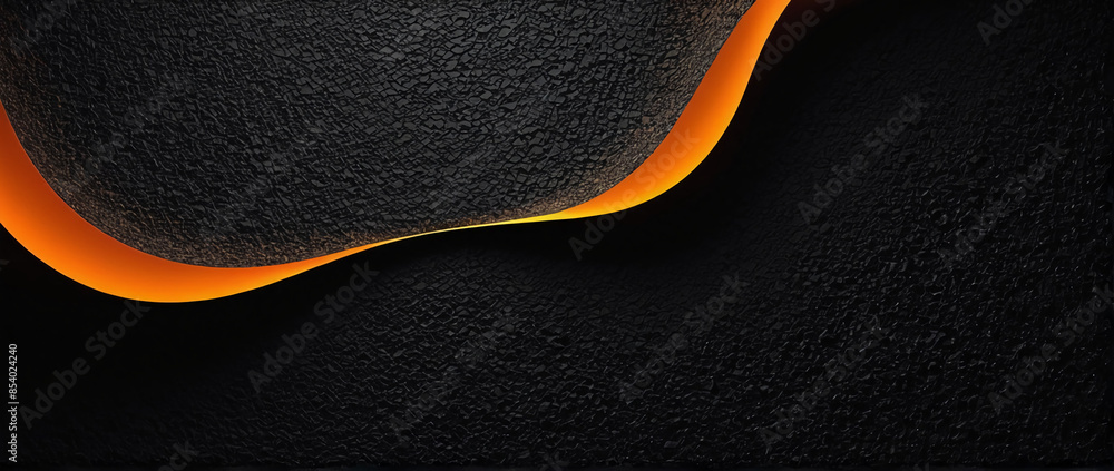 Obraz premium Dark noisy grainy poster background, orange black abstract glowing shape, header cover backdrop design noise texture banner, copy space 
