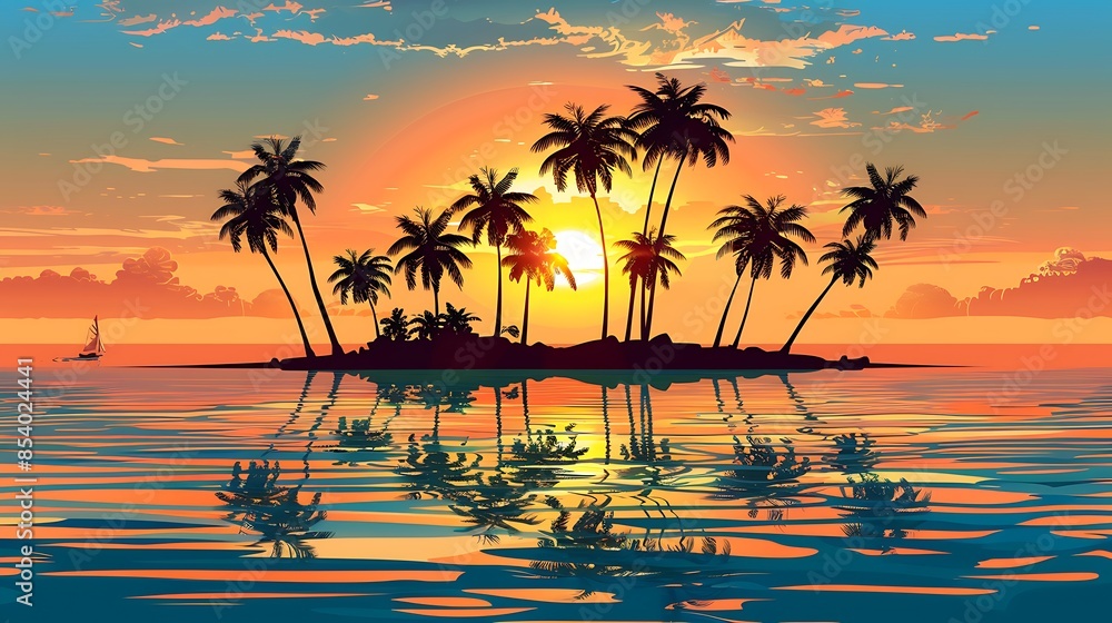 Beautiful sunrise with trees Beautiful sunrise with trees