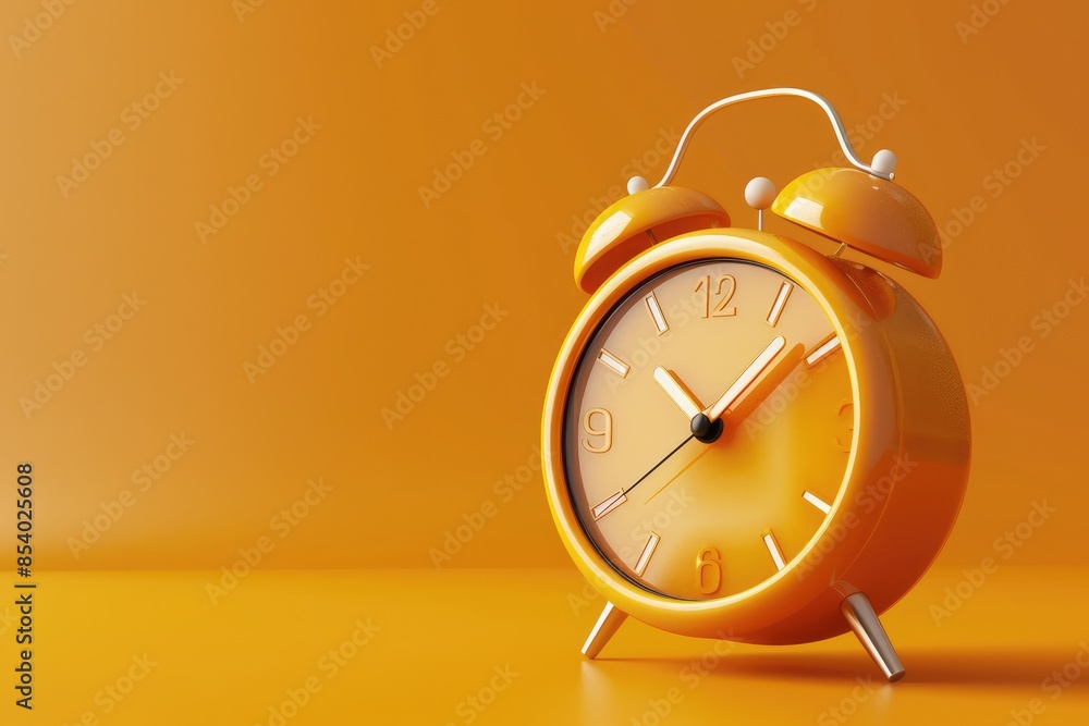Yellow-orange alarm clock with pause button symbol in the middle, minimalistic Yellow-orange alarm clock with pause button symbol in the middle, minimalistic