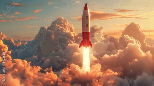 space copy rocket red startup business success launch shuttle spaceship background e-business smoke technology creative leadership marketing fly flight promoting web. © Fitriyani