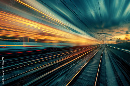High-key photograph capturing the dynamic movement of trains climbing towards the heavens on the railway, evoking a sense of exhilaration and awe in a fabulous and impactful visual