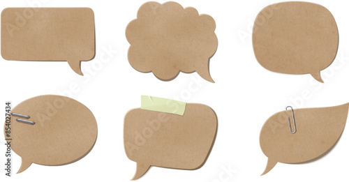 Cardboard speech bubbles vector set illustration