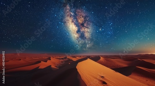 Wallpaper Mural A vast desert landscape bathed in the glow of the Milky Way, with a star-studded sky above. Torontodigital.ca