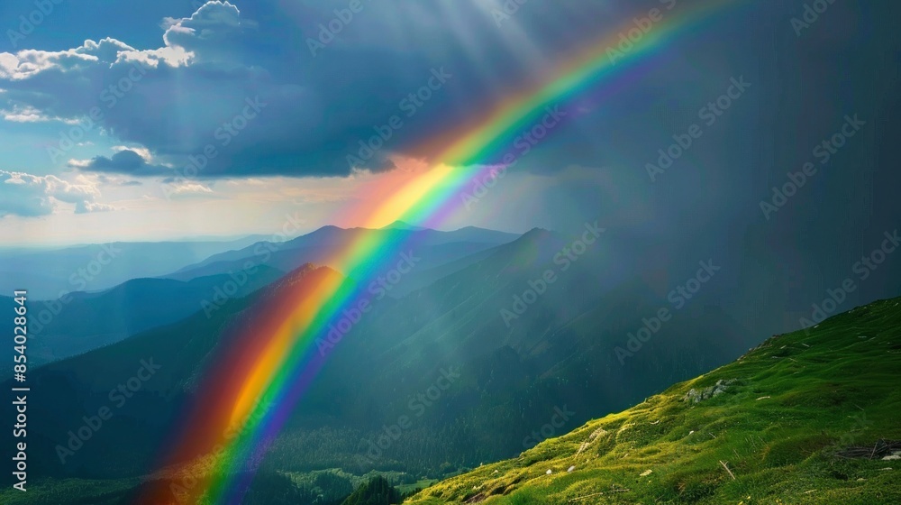 Fototapeta premium Rainbow in the mountainsRainbow in the mountains