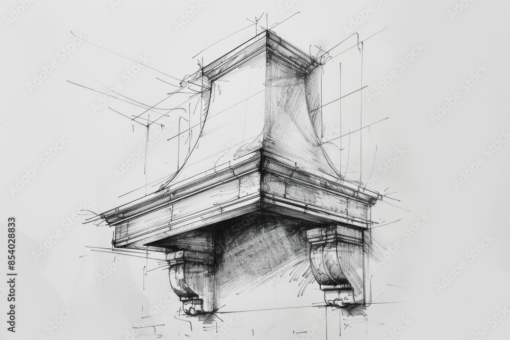 Obraz premium A simple illustration of a fireplace in grayscale colors