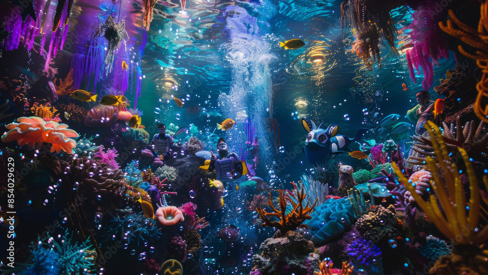 A breathtaking view of a vibrant underwater world, filled with colorful coral reefs, diverse marine life, and crystal-clear water, showcasing the beauty of ocean biodiversity.
A breathtaking view of a vibrant underwater world, filled with colorful coral reefs, diverse marine life, and crystal-clear water, showcasing the beauty of ocean biodiversity.